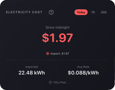 Electricity Cost Widget